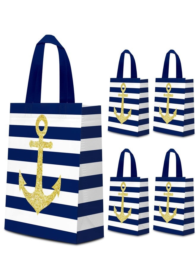 KERINGO 24 PCS Nautical Goodie Bags Cruise Party Favors Non Woven Anchors Candy Bags with Handles Party Decoration Nautical Goody Gift Treat Bags Nautical Themed Birthday Party Supplies - Image 4